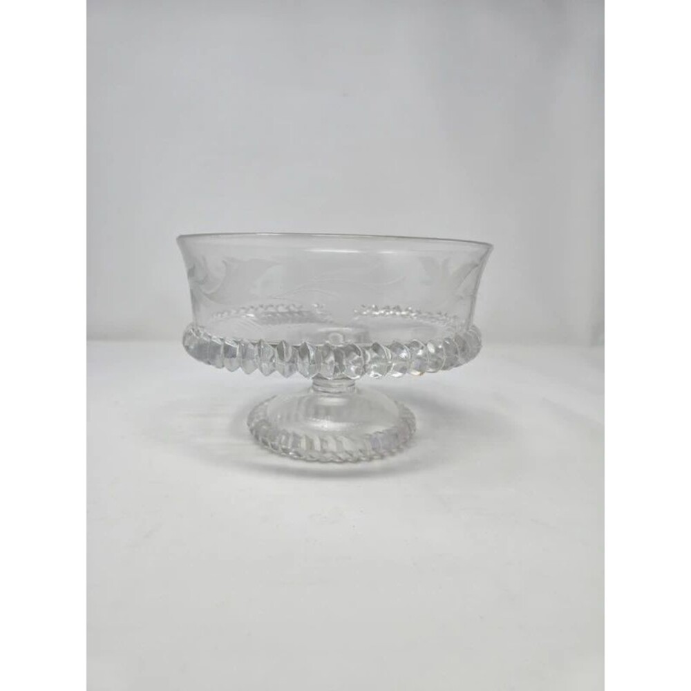 Antique Early American Pressed Glass low pedestal compote bowl
